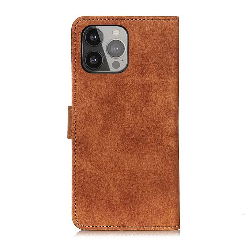 Folio-hoesje iPhone 13 Pro Max Telefoonhoesje Mate Leder Effect Vintage Khazneh