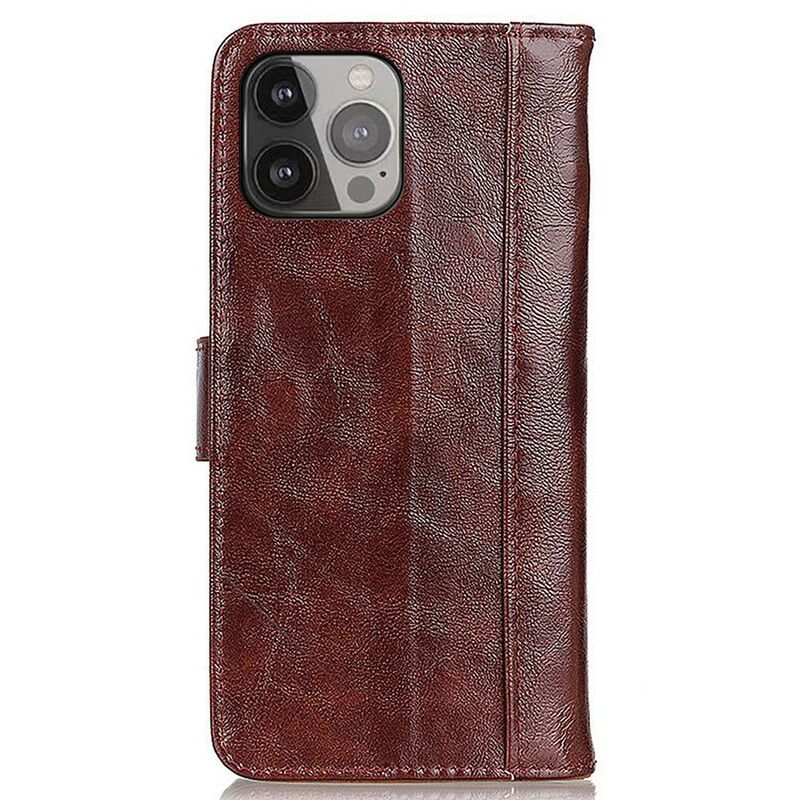 Folio-hoesje iPhone 13 Pro Max Telefoonhoesje Split Glanzende Leerstijl