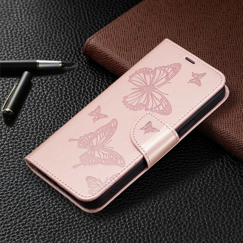 Folio-hoesje iPhone 13 Pro Max Telefoonhoesje Vlinders En Schuine Klep