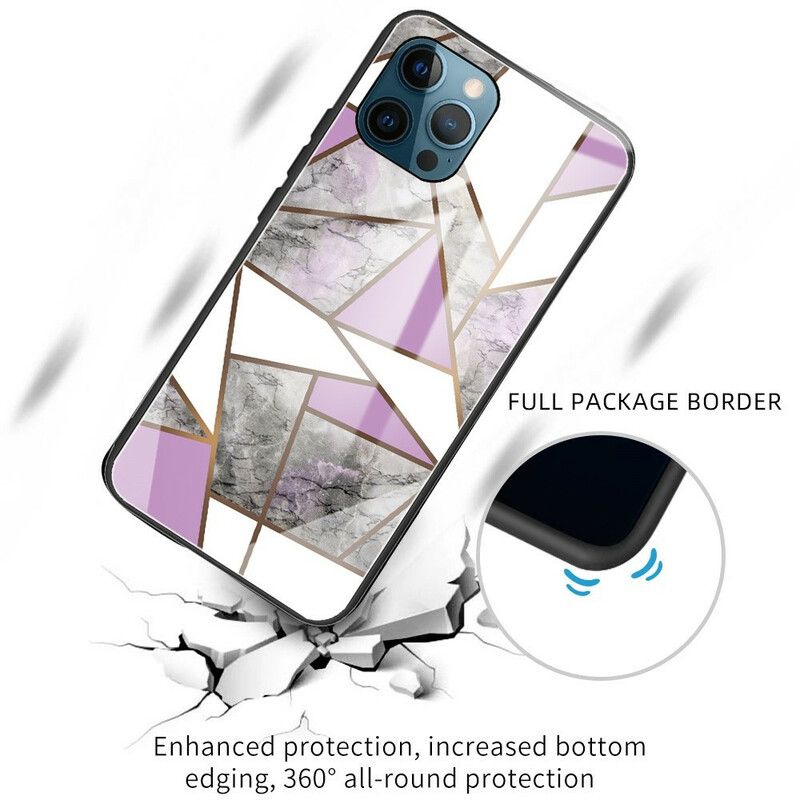 Hoesje iPhone 13 Pro Max Gehard Glas Marmer Geometrie Bescherming Hoesje