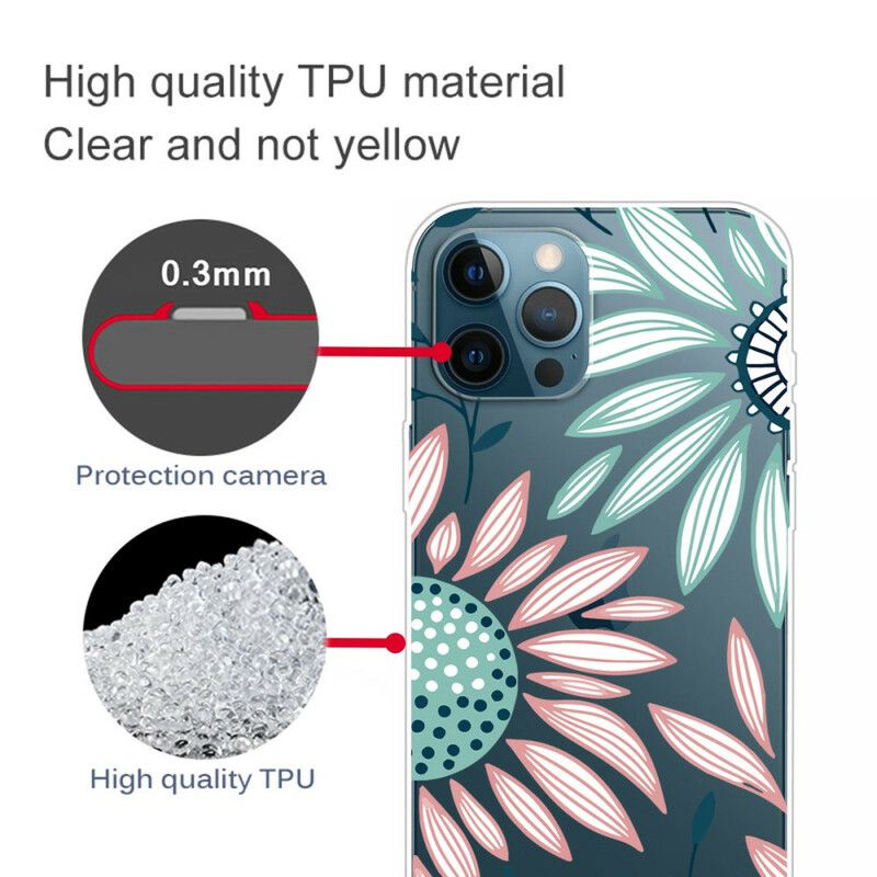 Hoesje Voor iPhone 13 Pro Max Transparante Één Bloem