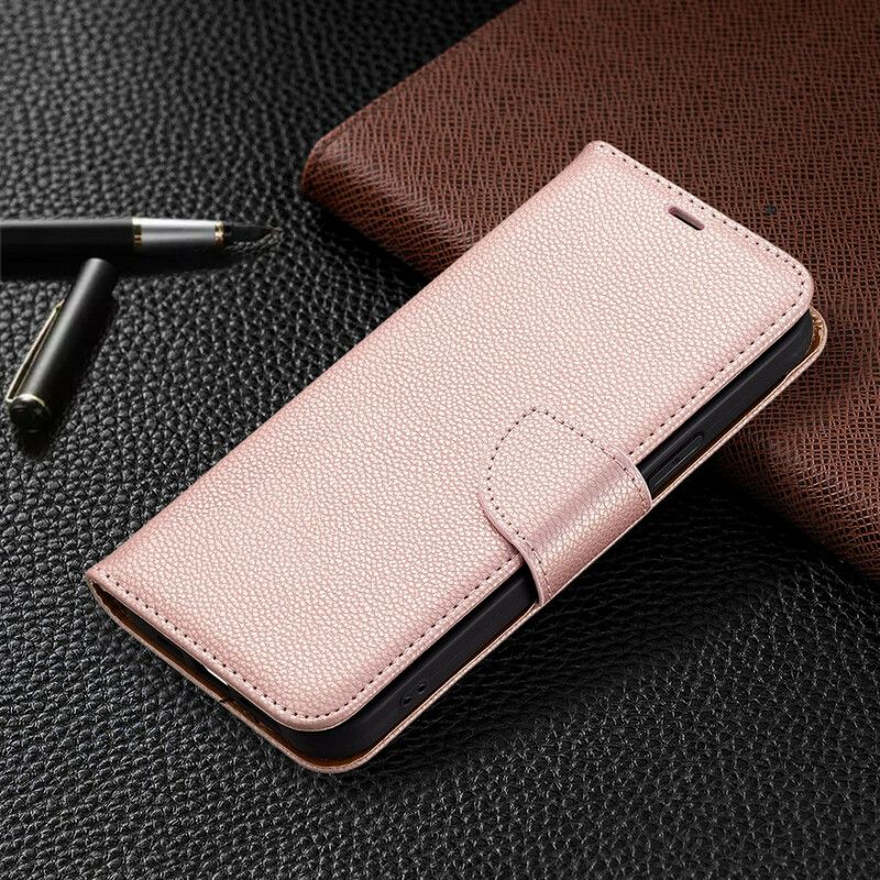 Leren Hoesje iPhone 13 Pro Max Gekleurd Lychee-leereffect Met Riem Bescherming Hoesje