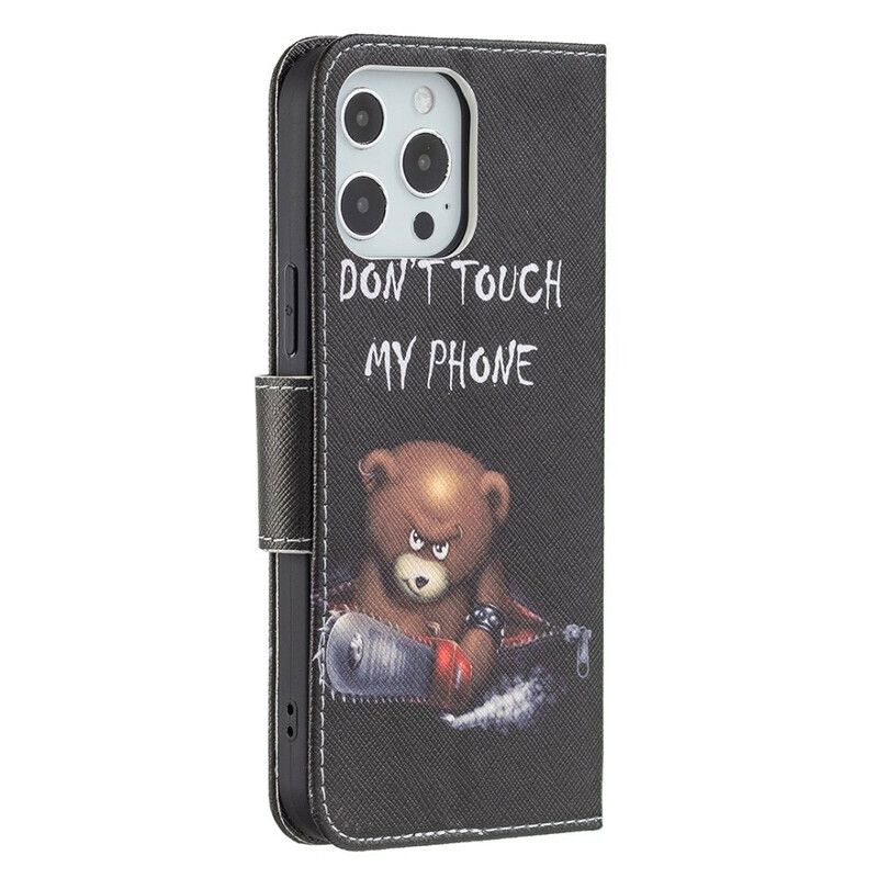 Leren Hoesje iPhone 13 Pro Max Gevaarlijke Beer Bescherming Hoesje