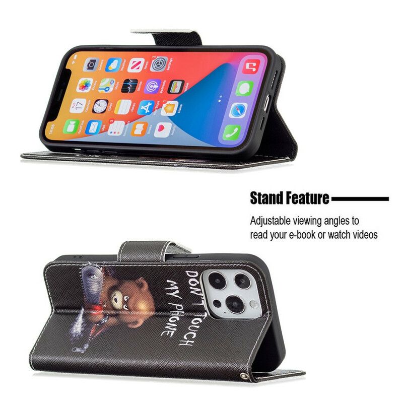 Leren Hoesje iPhone 13 Pro Max Gevaarlijke Beer Bescherming Hoesje
