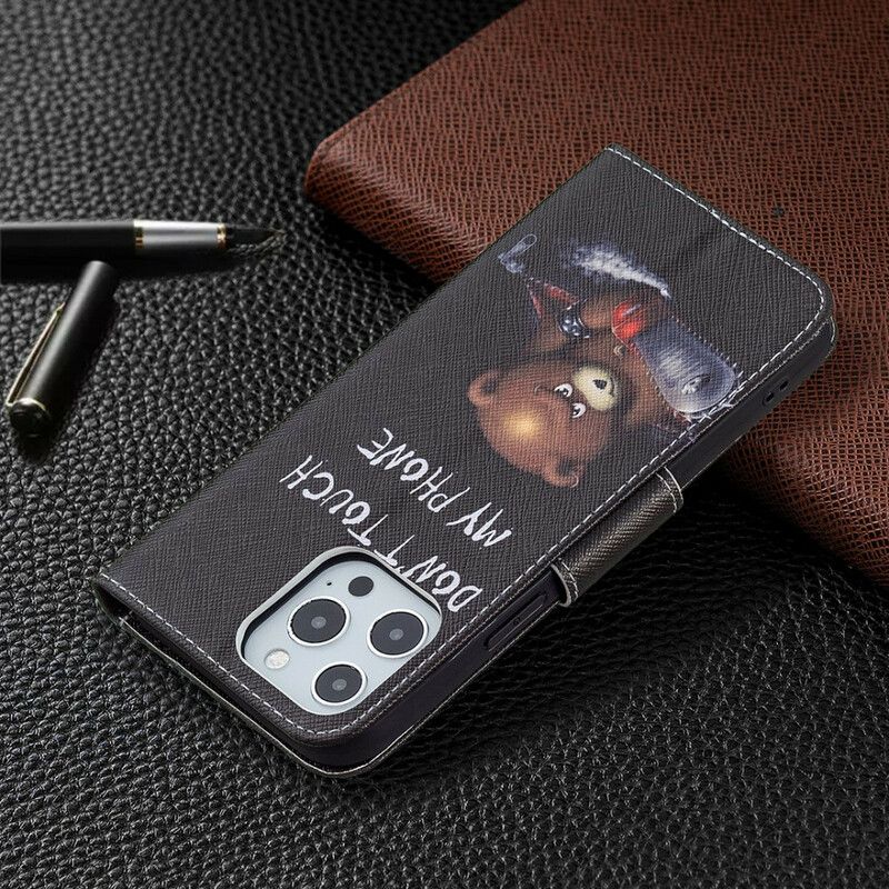 Leren Hoesje iPhone 13 Pro Max Gevaarlijke Beer Bescherming Hoesje