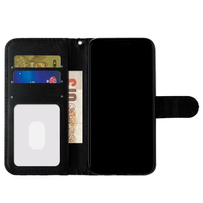 Leren Hoesje iPhone 13 Pro Max Kitten Lichtvlekken Strappy Bescherming Hoesje