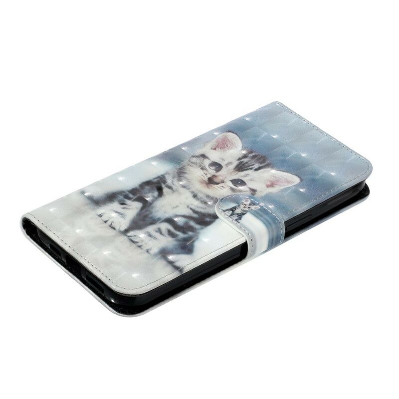 Leren Hoesje iPhone 13 Pro Max Kitten Lichtvlekken Strappy Bescherming Hoesje