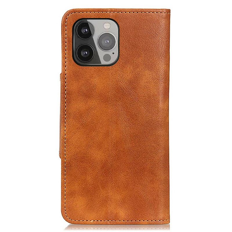 Leren Hoesje iPhone 13 Pro Max Kunstleer Knop Bescherming Hoesje