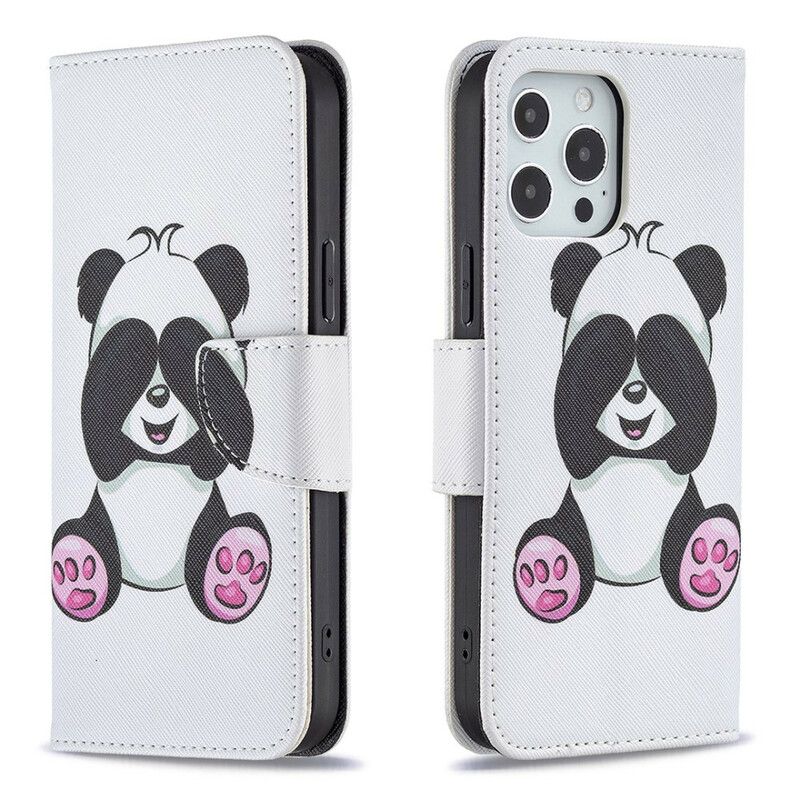 Leren Hoesje iPhone 13 Pro Max Panda Fun Bescherming Hoesje