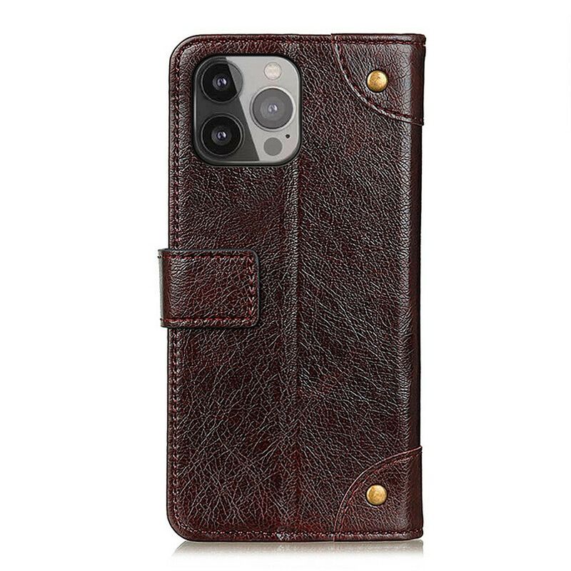 Leren Hoesje iPhone 13 Pro Max Vintage Nappaleer Effect