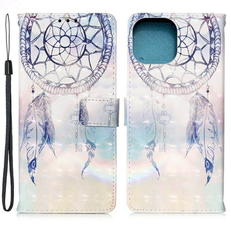 Leren Hoesje Voor iPhone 13 Pro Max Aquarel Dromenvanger