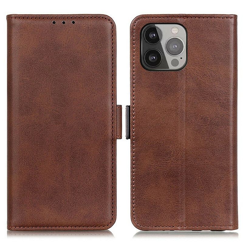 Leren Hoesje Voor iPhone 13 Pro Max Dubbele Klep