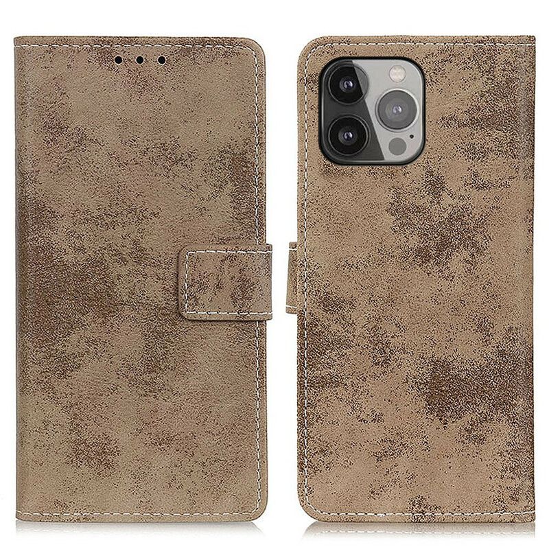 Leren Hoesje Voor iPhone 13 Pro Max Vintage Leereffect