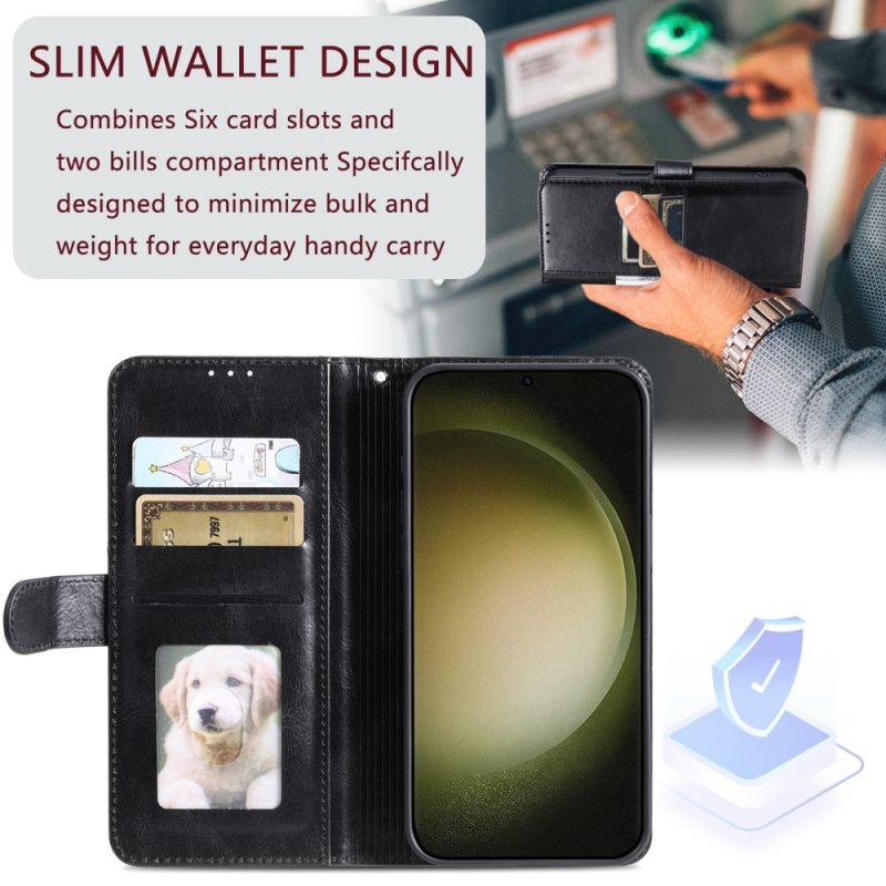 Flip Case Leren Samsung Galaxy S26 Plus 6 Kaartsleuven En Polsbandje