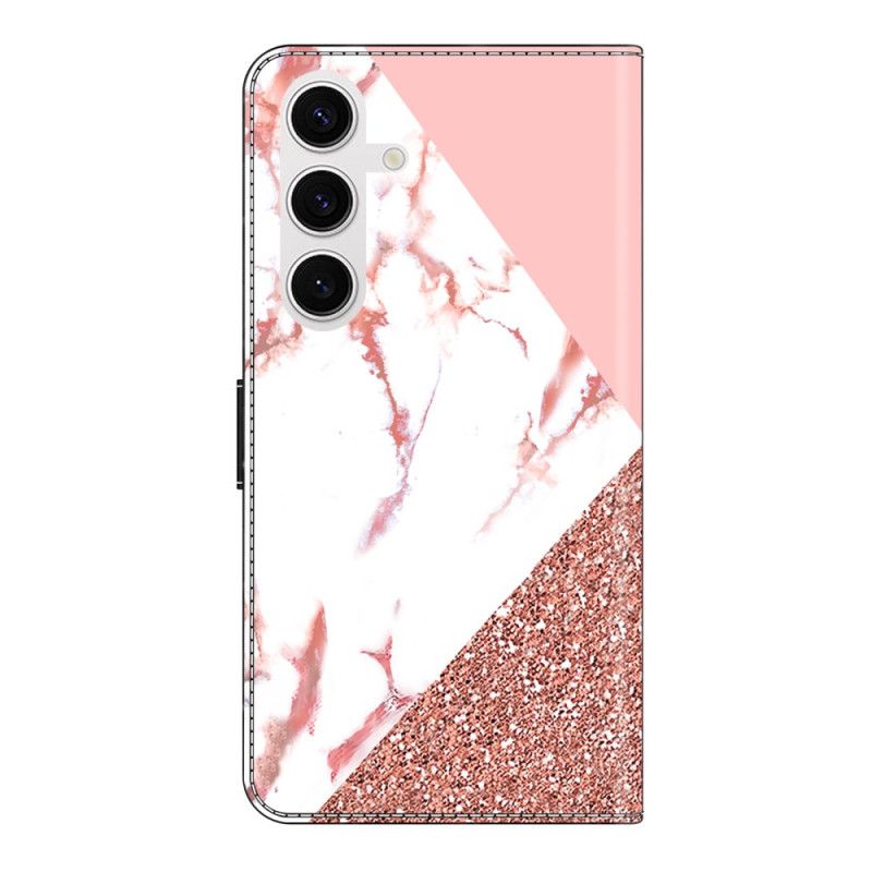 Flip Case Leren Samsung Galaxy S26 Plus Driehoekig Marmerpatroon