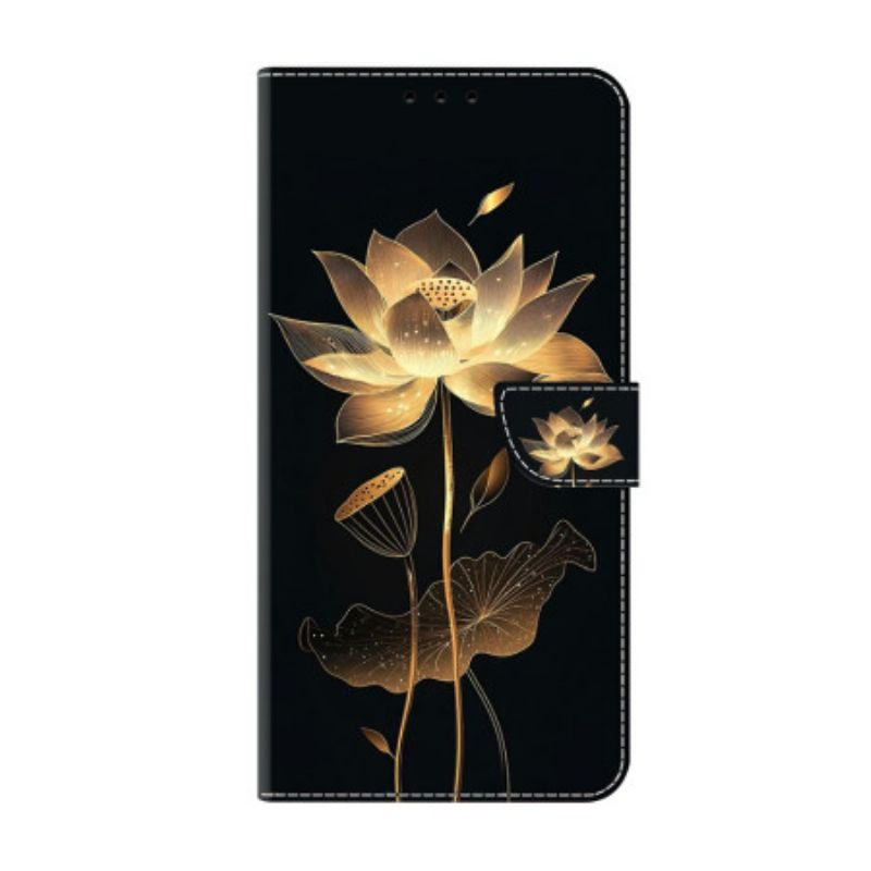 Flip Case Leren Samsung Galaxy S26 Plus Gouden Lotus
