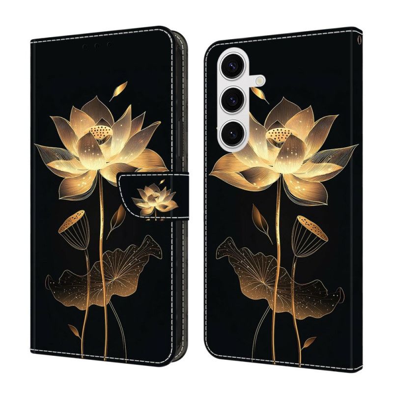 Flip Case Leren Samsung Galaxy S26 Plus Gouden Lotus