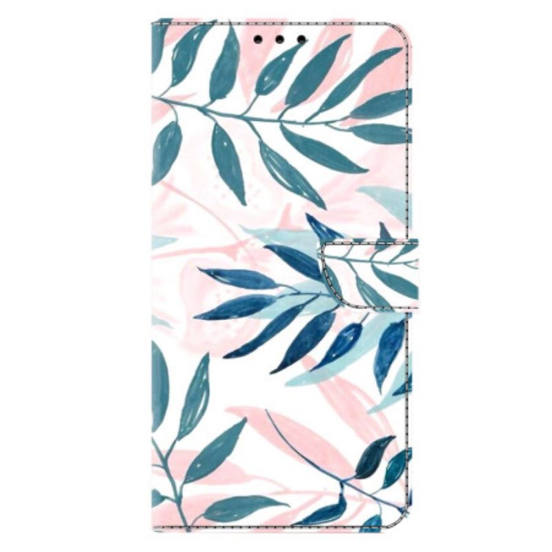 Leren Hoesje Samsung Galaxy S26 Plus Aquarelbladeren