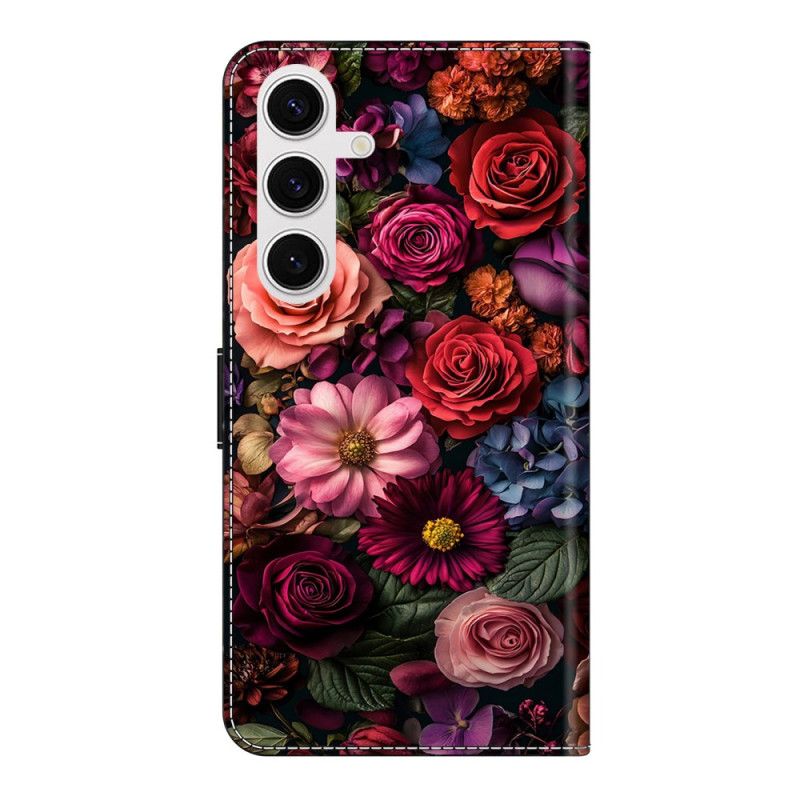 Leren Hoesje Samsung Galaxy S26 Plus Bloemenpatroon Bescherming Hoesje