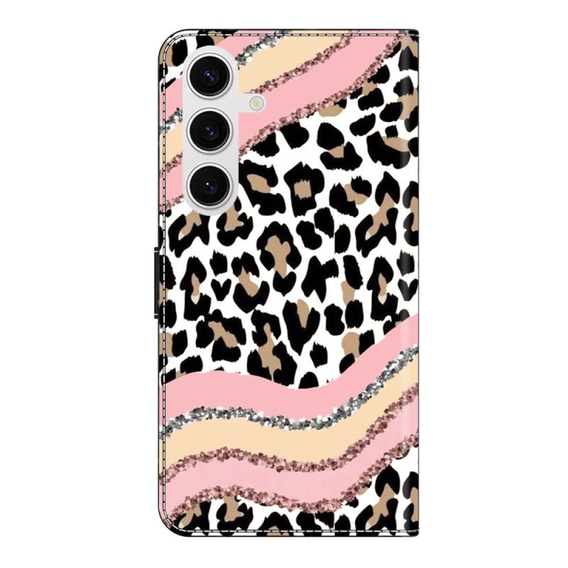 Leren Hoesje Samsung Galaxy S26 Plus Gestreept Luipaardpatroon