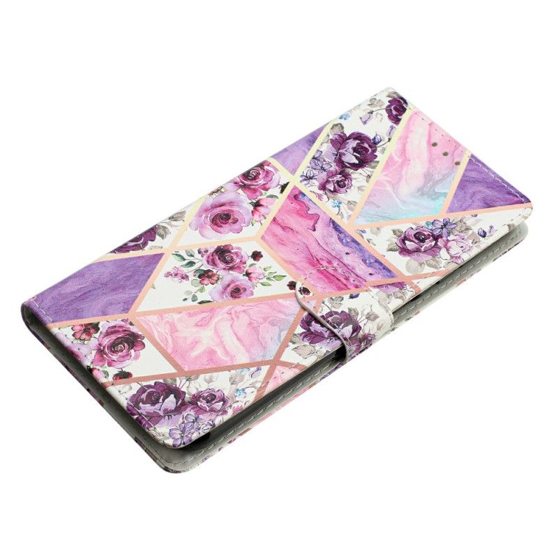 Leren Hoesje Samsung Galaxy S26 Plus Paarse Bloemen Bescherming Hoesje