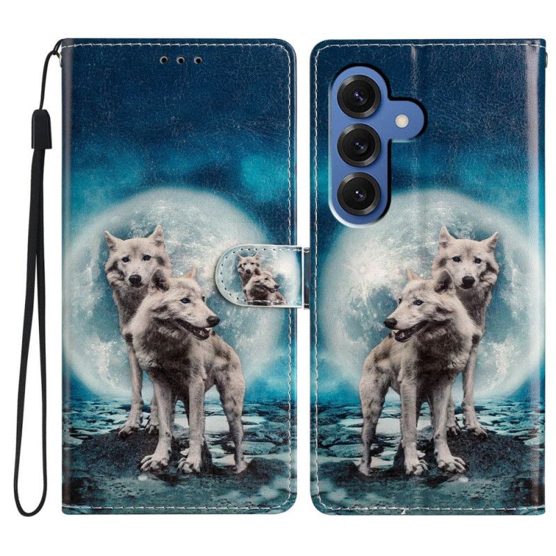 Leren Hoesje Samsung Galaxy S26 Plus Twee Wolven Bescherming Hoesje