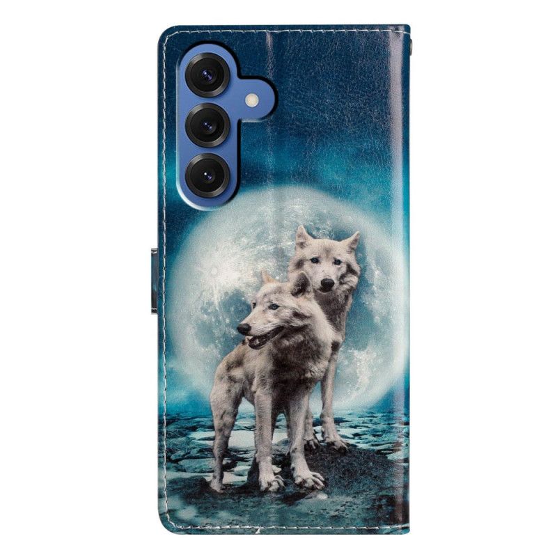 Leren Hoesje Samsung Galaxy S26 Plus Twee Wolven Bescherming Hoesje