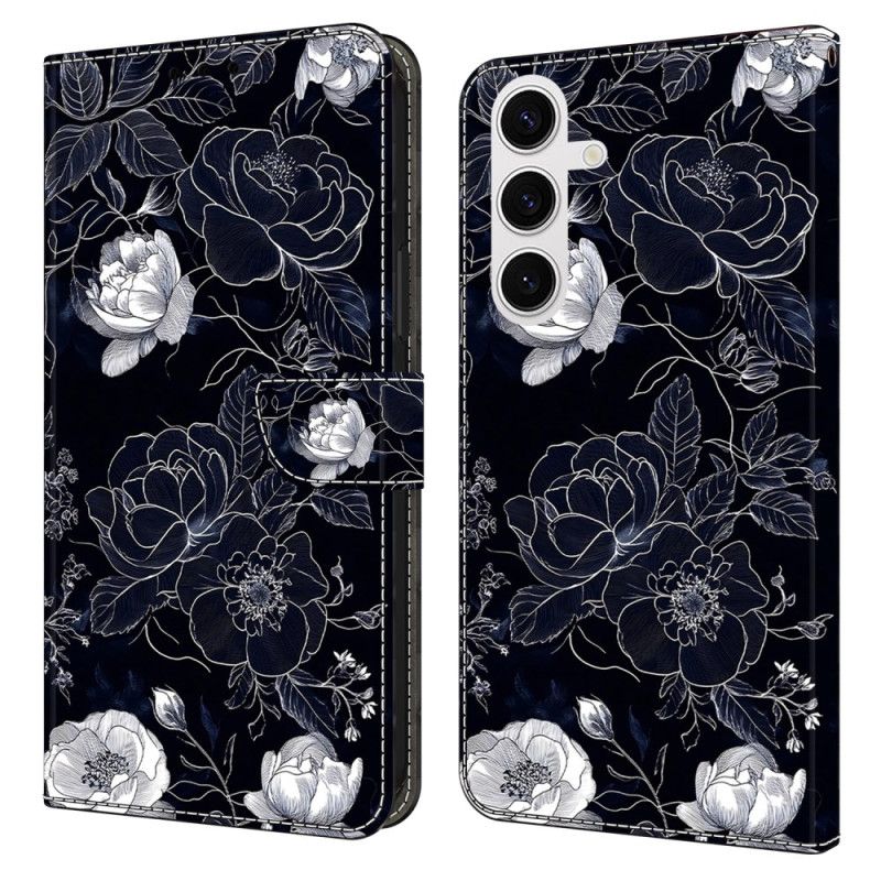 Leren Hoesje Samsung Galaxy S26 Plus Vintage Bloemenpatroon Bescherming Hoesje