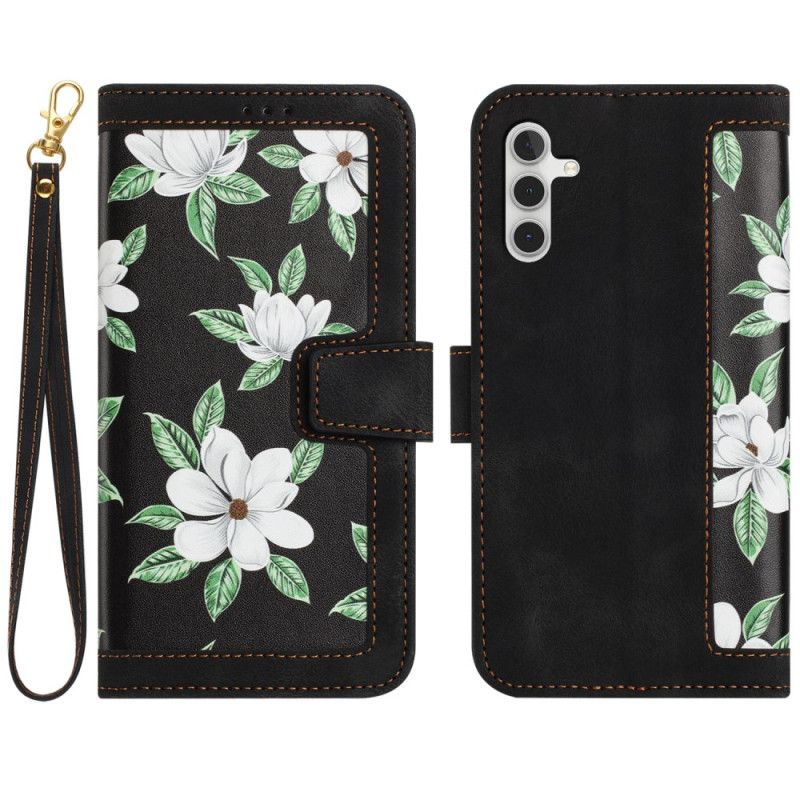 Leren Hoesje Voor Samsung Galaxy S26 Plus Bloemen Met Bandje