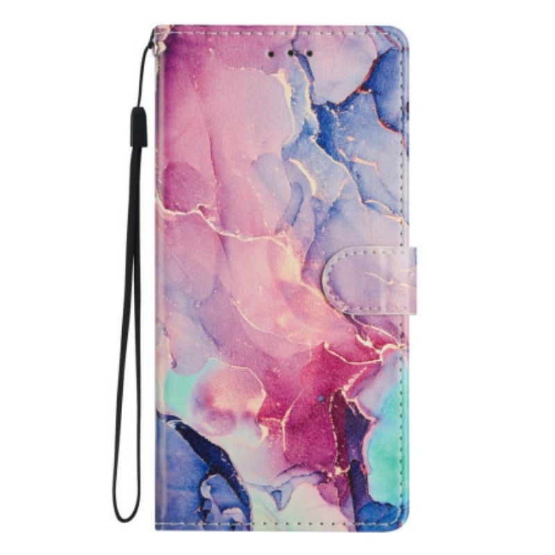 Leren Hoesje Voor Samsung Galaxy S26 Plus Gekleurd Marmer