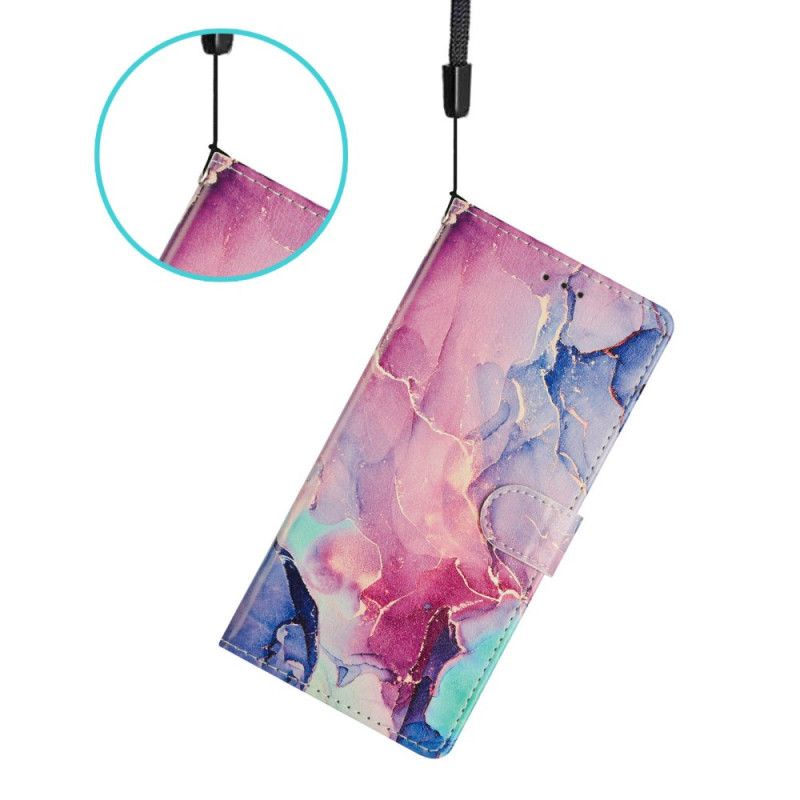 Leren Hoesje Voor Samsung Galaxy S26 Plus Gekleurd Marmer