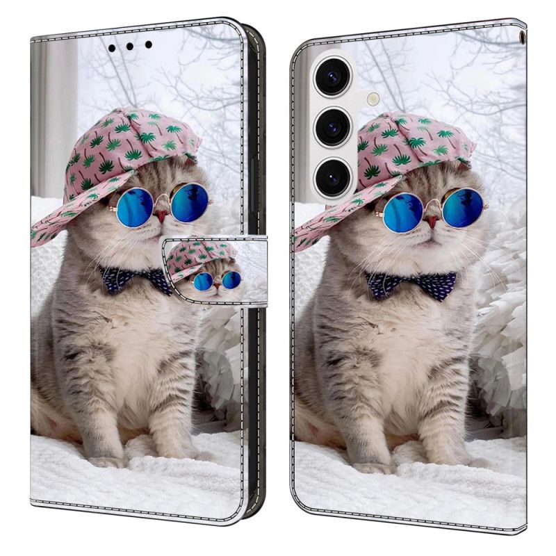 Leren Hoesje Voor Samsung Galaxy S26 Plus Kat Met Hoed