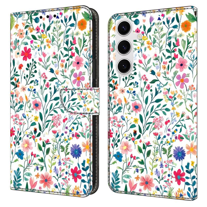 Leren Hoesje Voor Samsung Galaxy S26 Plus Klein Bloembed