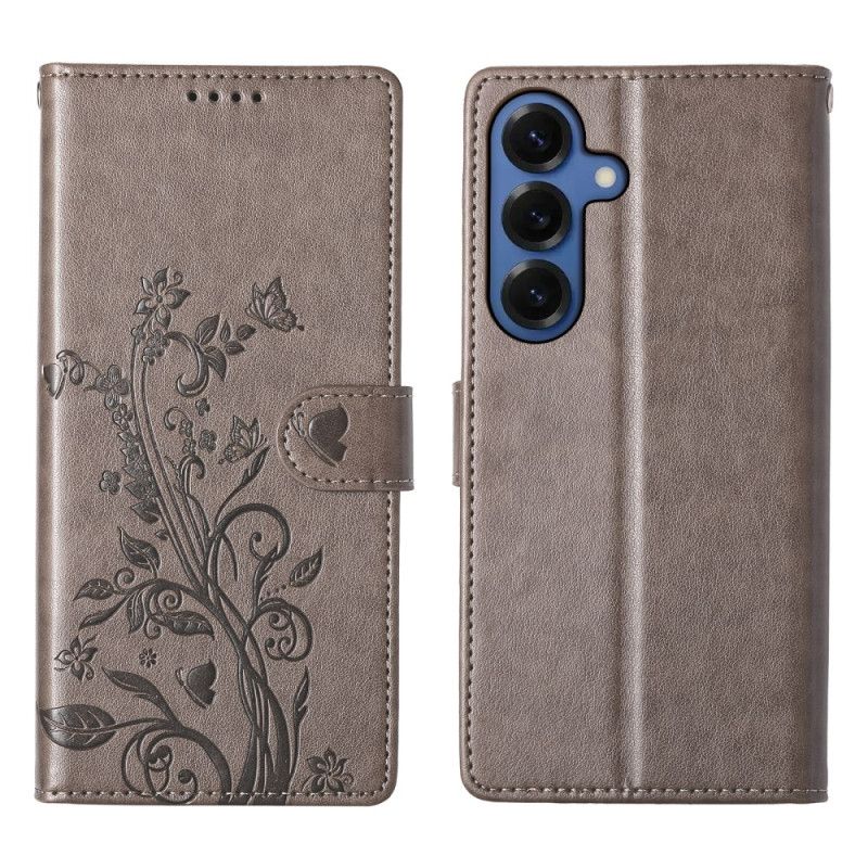 Leren Hoesje Voor Samsung Galaxy S26 Plus Kleine Bloemen
