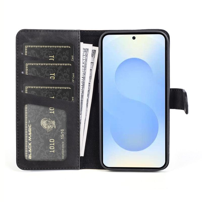 Leren Hoesje Voor Samsung Galaxy S26 Plus Tweekleurig Grafisch Ontwerp