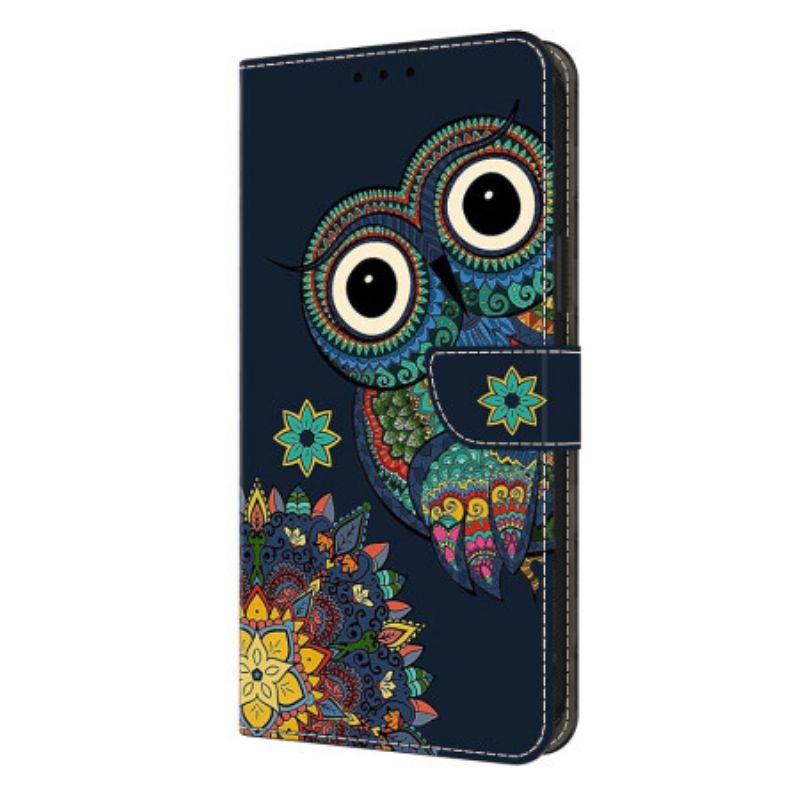 Leren Hoesje Voor Samsung Galaxy S26 Plus Uilenmandala-patroon