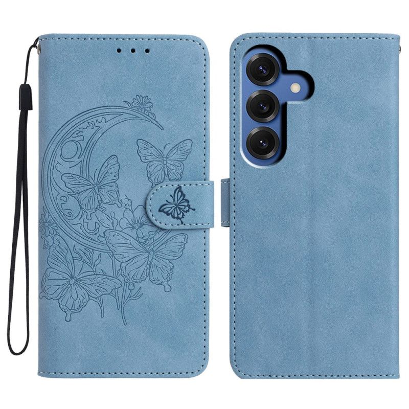 Leren Hoesje Voor Samsung Galaxy S26 Plus Vlinder- En Bloemenprint