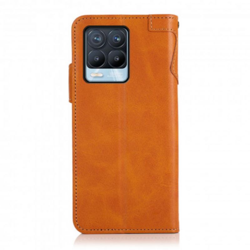 Flip Case Leren Realme 8 / 8 Pro Magnetische Knop Khazneh