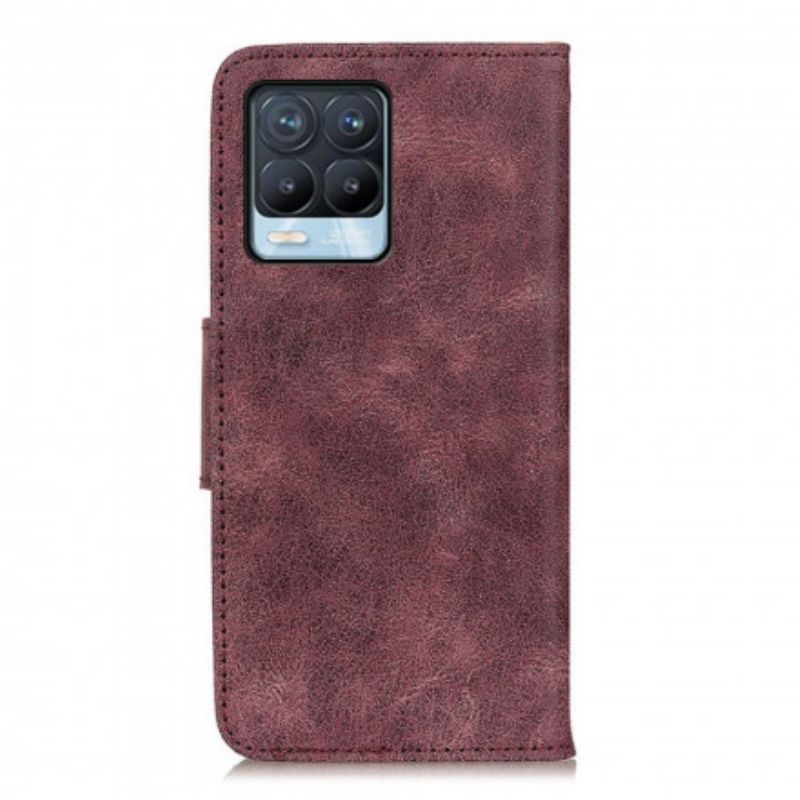 Leren Hoesje Realme 8 / 8 Pro Vintage Splitleer Bescherming Hoesje