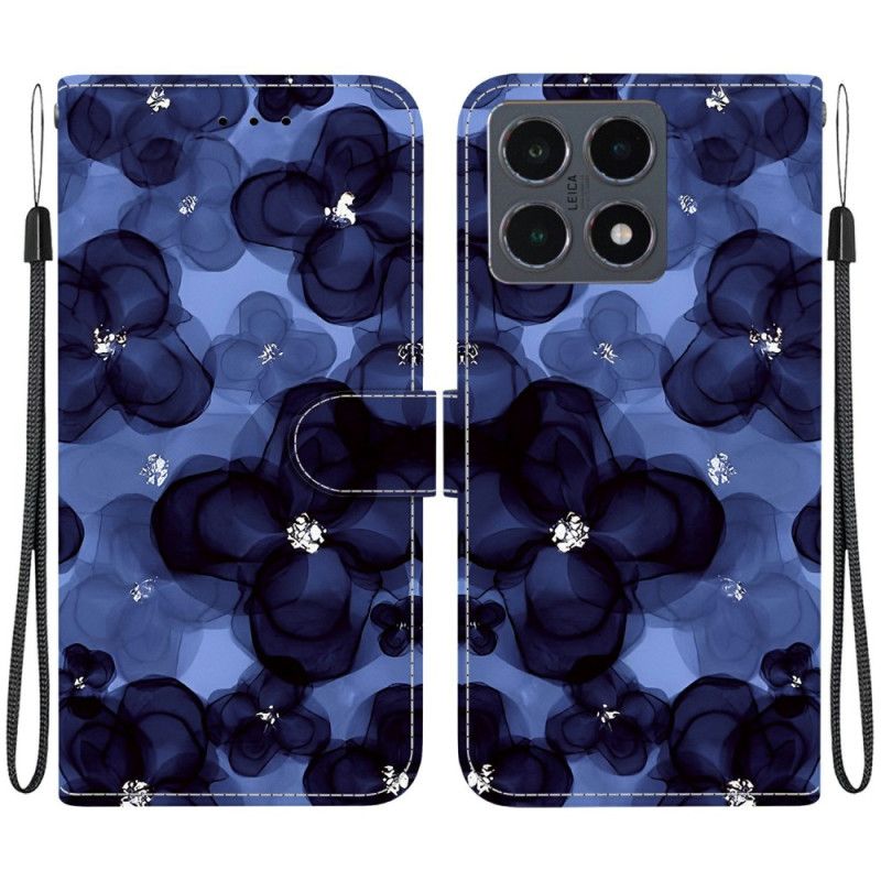 Bescherming Hoesje Xiaomi 15t Inktblauwe Bloemen