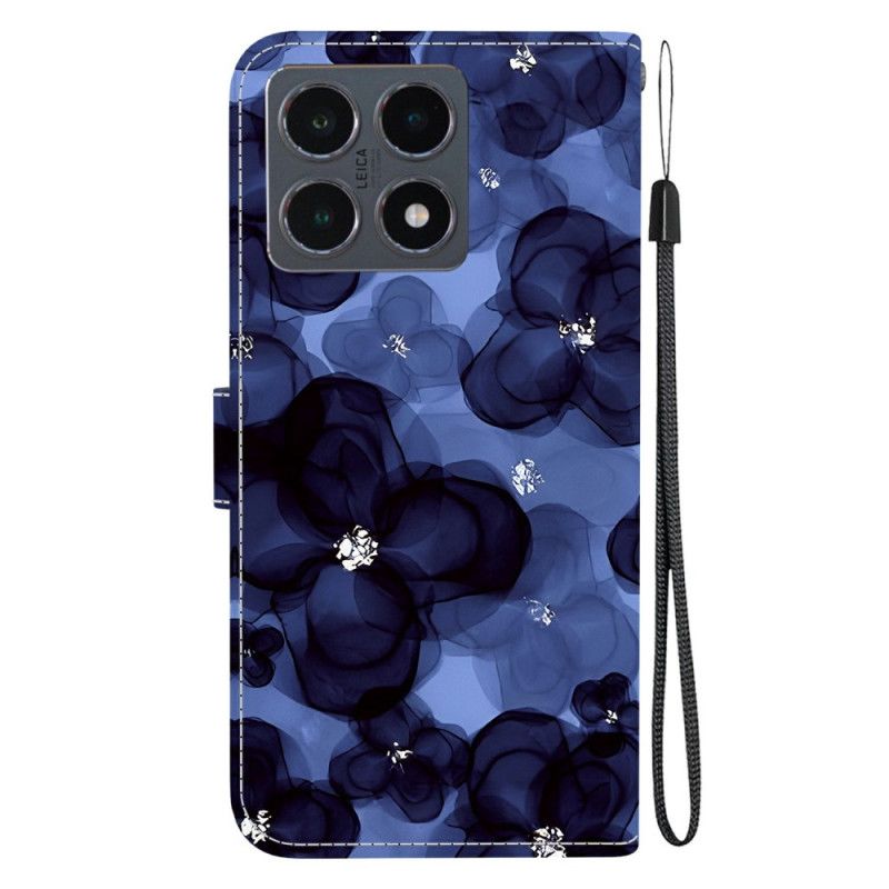 Bescherming Hoesje Xiaomi 15t Inktblauwe Bloemen