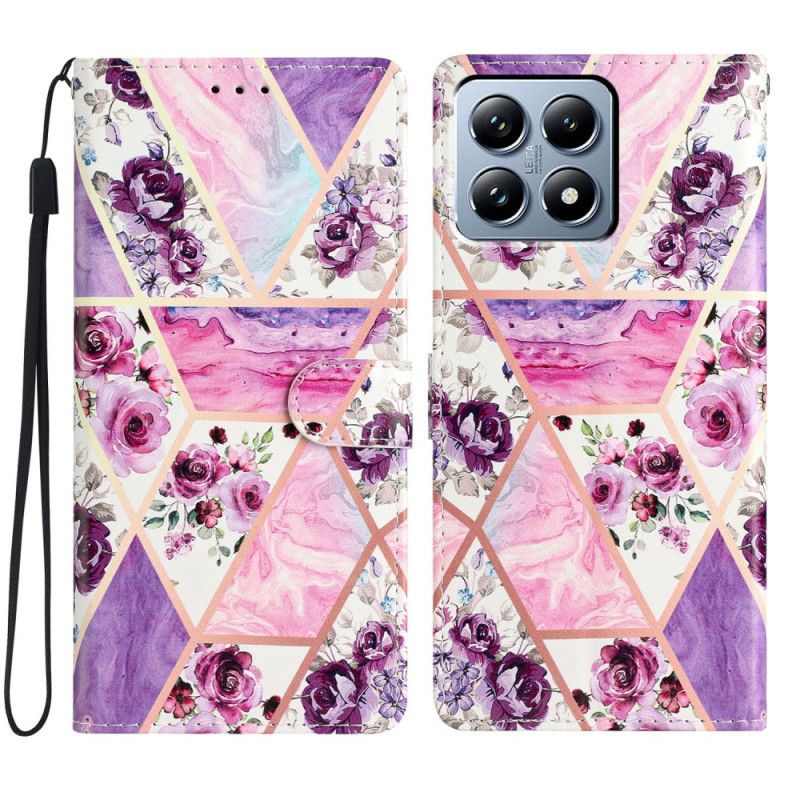 Flip Case Leren Xiaomi 15t Paars Bloemenpatroon