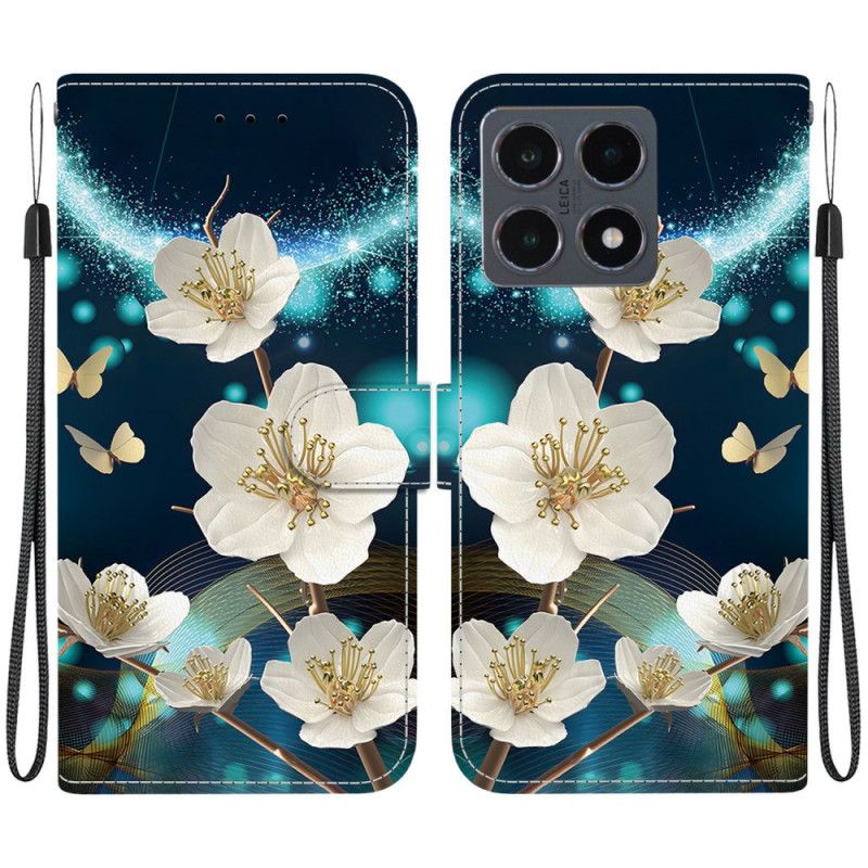 Flip Case Leren Xiaomi 15t Wit Magnolia's