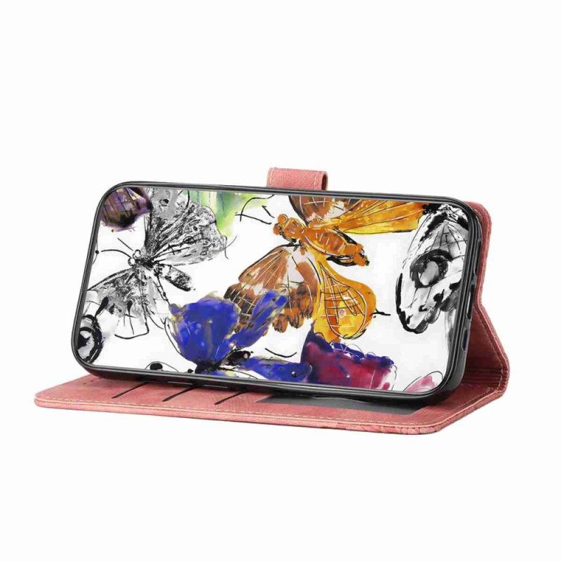 Folio-hoesje Xiaomi 15t Suède-look Met Vlindereffect