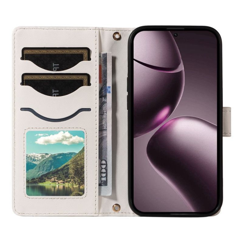 Leren Hoesje Voor Xiaomi 15t Gewatteerd Met Bandje En Schouderband