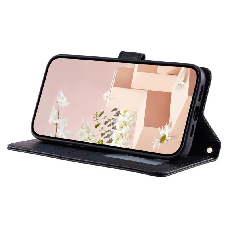 Leren Hoesje Voor Xiaomi 15t Gewatteerd Met Bandjes