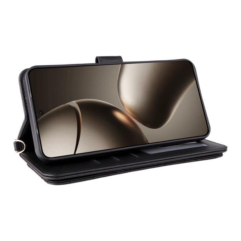 Leren Hoesje Voor Xiaomi 15t Gewatteerd Met Schouderband En Polsband