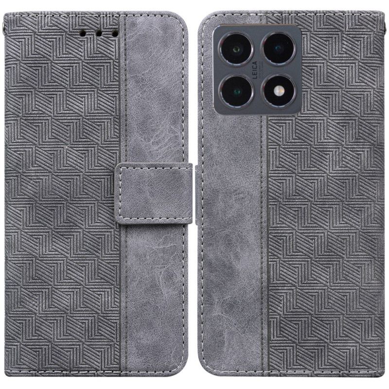 Leren Hoesje Voor Xiaomi 15t Geweven Patroon