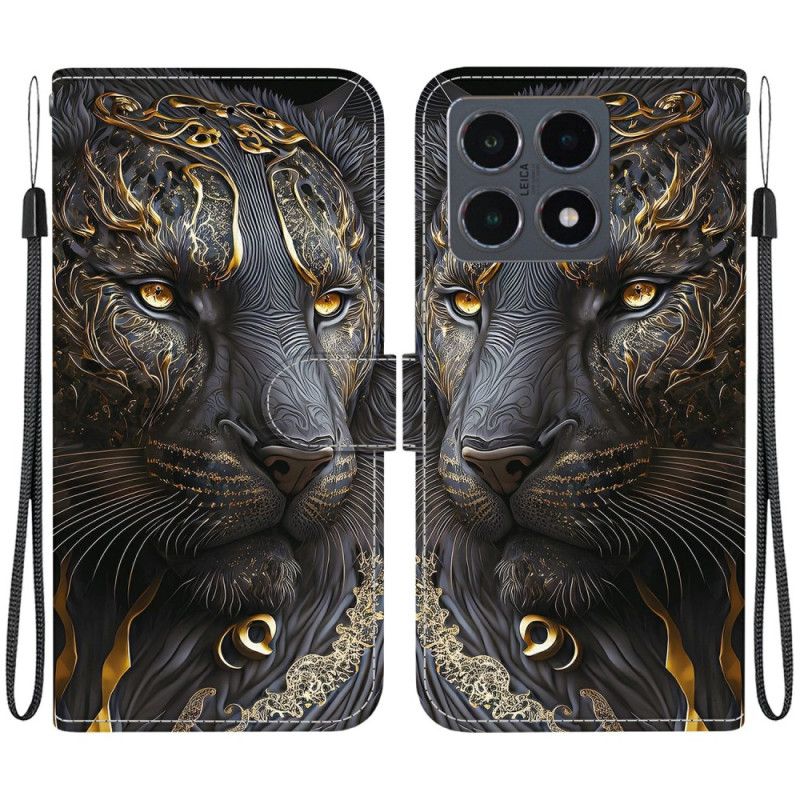 Leren Hoesje Voor Xiaomi 15t Gouden Leeuw