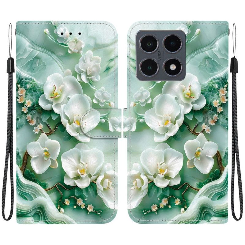 Leren Hoesje Voor Xiaomi 15t Jade Bloemen